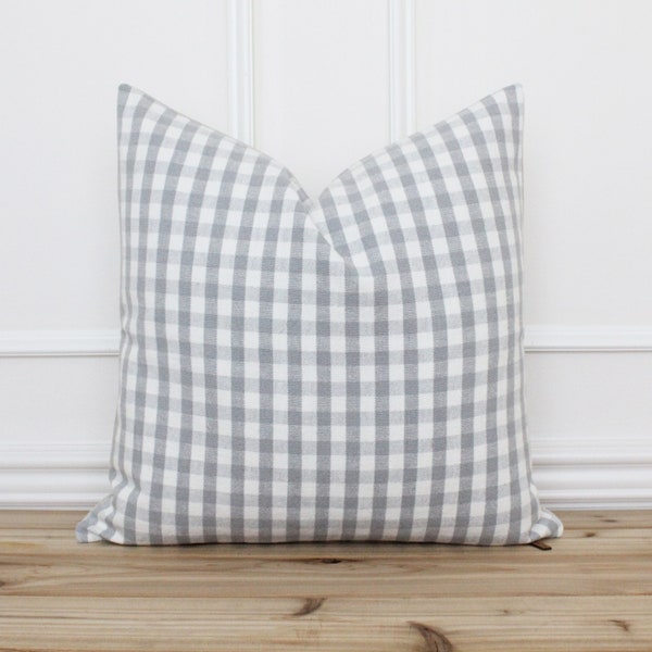 Checkered Pillow Cover •  Plaid Throw Pillow • Gray Pillow Cover • Cushion Cover • Farmhouse Pillows • Designer Pillow Covers | Moxie