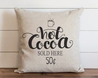 Hot Cocoa 20 x 20 Pillow Cover // Christmas // Holiday // Throw Pillow // Gift  // Accent Pillow