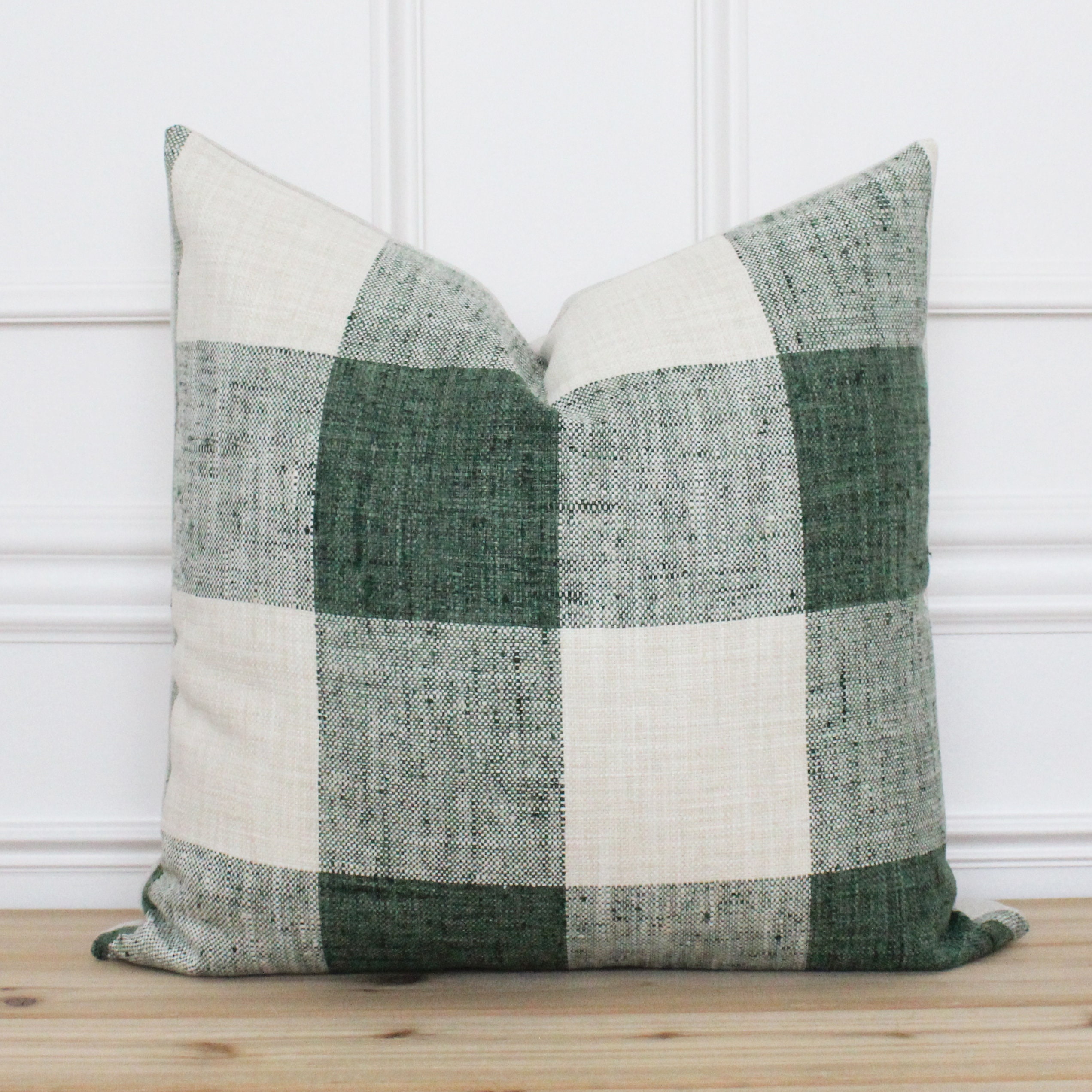 White plaid cheap pillow