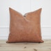 Cognac Faux Leather Pillow Cover •  Camel Leather • Brown • Lumbar Pillow • Decorative Pillow • 20x20 • Designer Pillows • 16x26 || Preston 