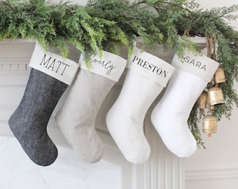 Personalized Christmas Stocking | Custom Family Name Stocking | Monogram Stocking | Customizable Farmhouse Stockings | Modern Xmas Stocking