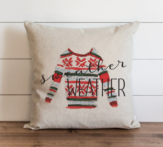 Sweater Weather 20 x 20 Pillow Cover // Christmas // Holiday Etsy