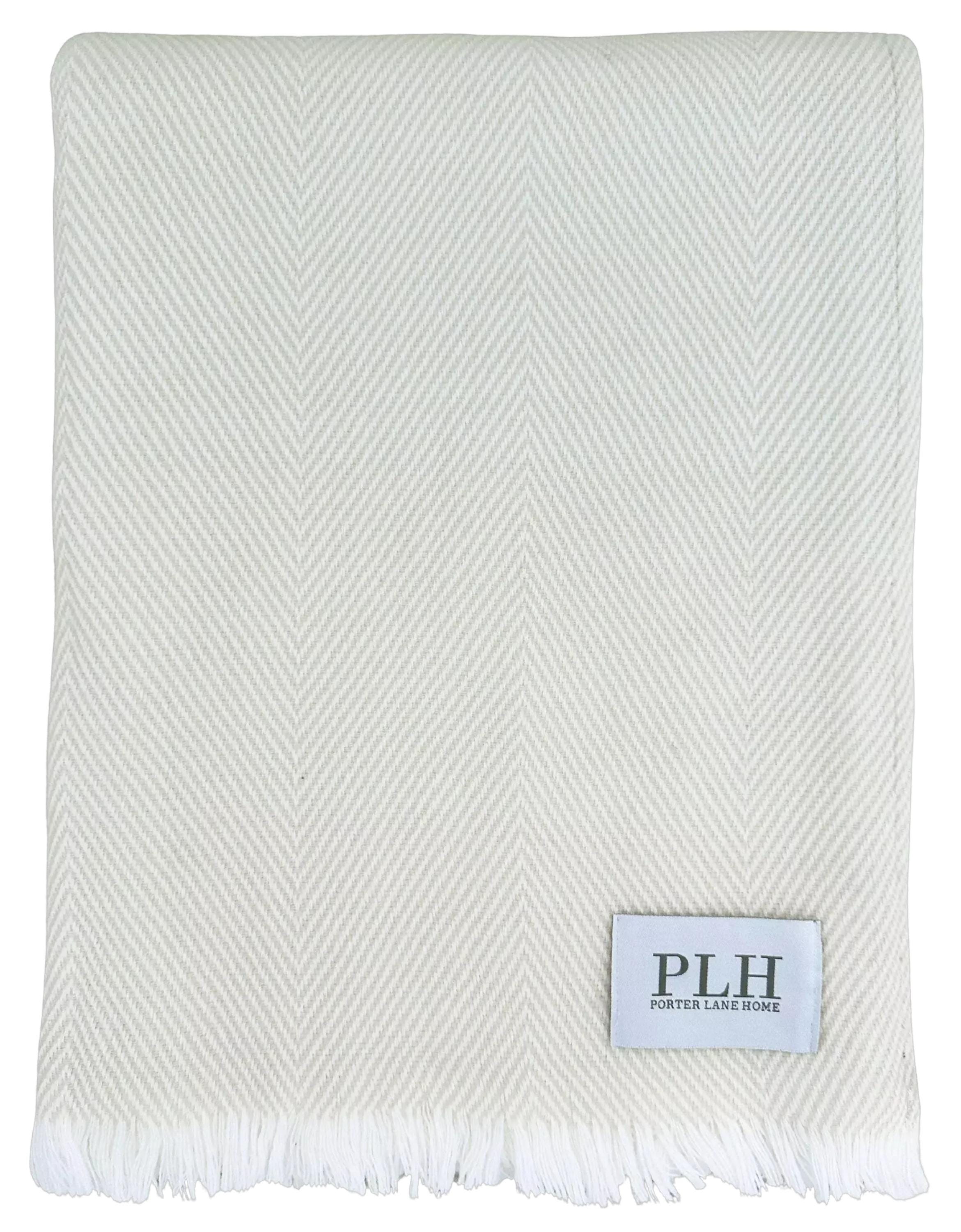 Herringbone Throw Blanket | Classic Chevron Pattern, Soft Lightweight Throw, Home Comfort | Neutral Palette, 60"x72"