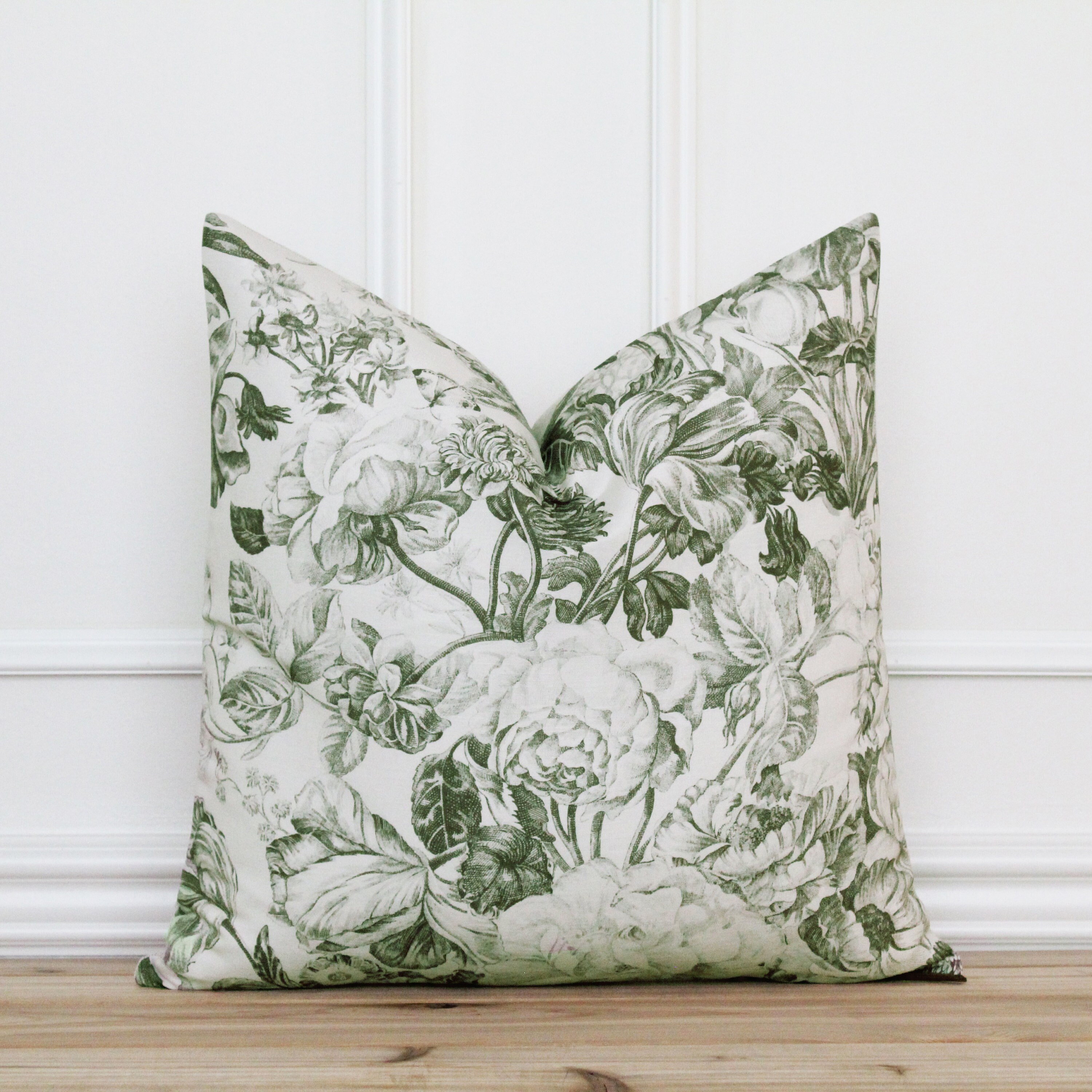 Green Floral Pillow Cover Botanical Pillow Floral Cushion Etsy