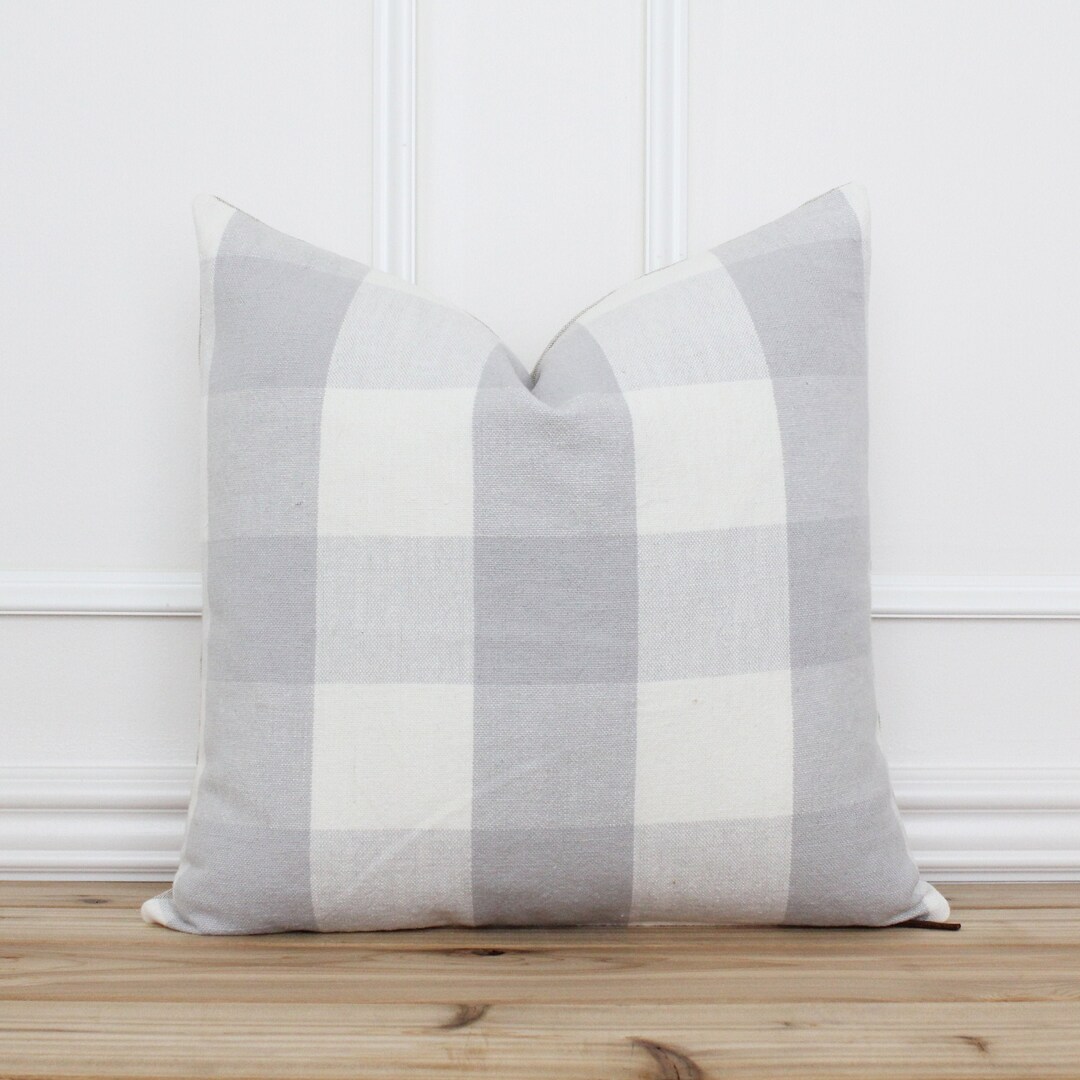 Gray and White Buffalo Check Pillow Cover Checkered Throw Pillow