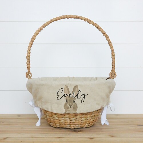Bunny Personalized Basket Liner Customized Easter Basket Etsy