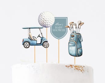 Golf Cake Toppers, Personalized Editable Canva Templates (Instant Download) 015