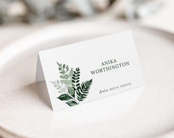 Fern Green Placecards, Food Tent Cards, Buffet Labels, Canva Template (Instant Download) 206
