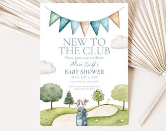 New to the Club Baby Shower Bundle, Golf Baby Shower, Little Putter, Instant Download, Canva Templates 015