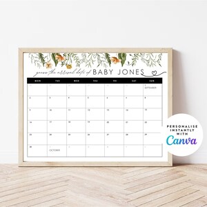Baby Due Date Calendar Game, Baby Shower Game, Guess Baby&#39;s Birth Date, Editable Baby Prediction, Due Date Game 198