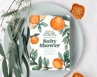 Orange Citrus Baby Shower Invitation, Sweet Little Cutie Template (Digital Download) 196