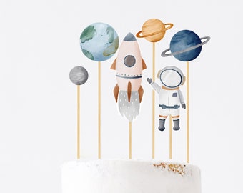 Decoração de Bolo Espacial: Astronauta, Foguete (Download Digital) 126