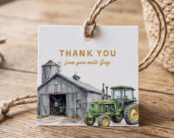 Tractor Birthday Favor Tags | Farm Party Tags Editable Canva Template (Instant Download) 600