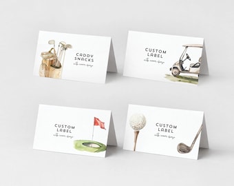 Editable Golf Birthday Food Tent Cards, Buffet Labels, Canva Template (Instant Download) 114
