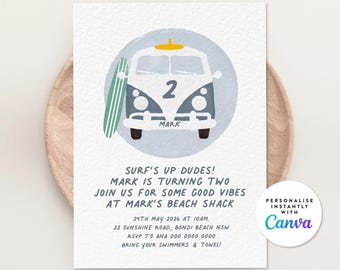 Surf's Up Beach Party Invitation, Editable Canva Template (Instant Download) 112