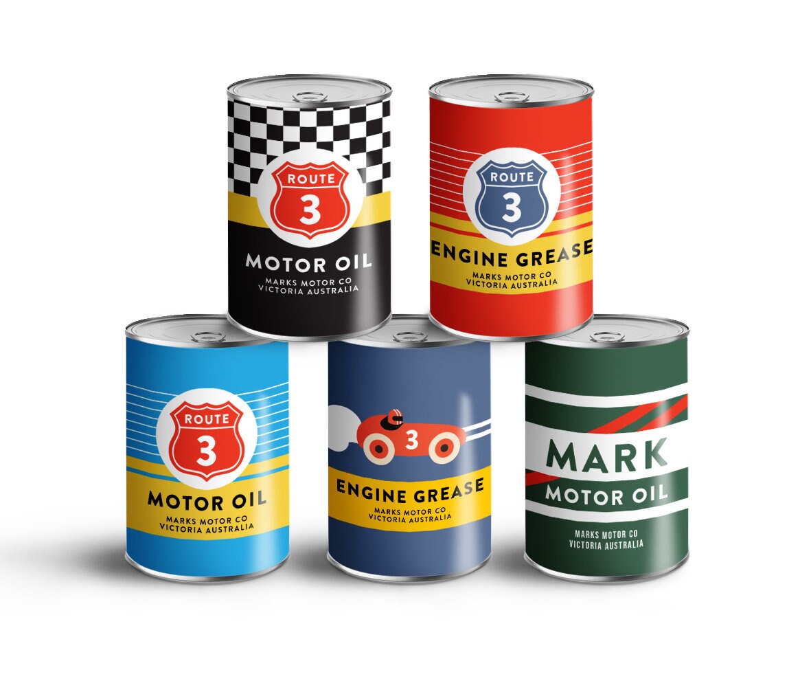 INSTANT DOWNLOAD, Race Car Can Vintage Motor Oil Labels  DIY Printabl…