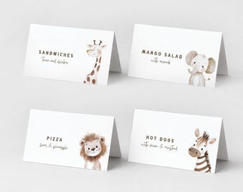 Safari Animals Tent Card Labels, Editable Buffet Cards, Jungle Party Food Labels (Instant Download) 102