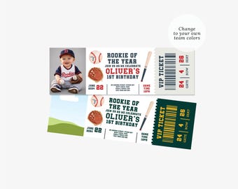 Baseball Ticket Einladung, Baseball Geburtstag, Baseball-Babyparty, Rookie des Jahres, All Star, Baseball Party Laden Sie 152 ein