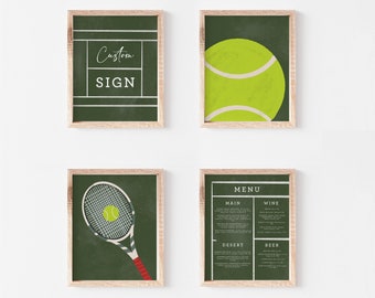 Tennis Menu Party Signs, Printable Tennis party signs, Editable Tennis signs for party, tennis ball party Instant Download 007