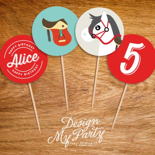 Horse/Pony Gingham Cupcake Toppers (Personalised DIY Printables)
