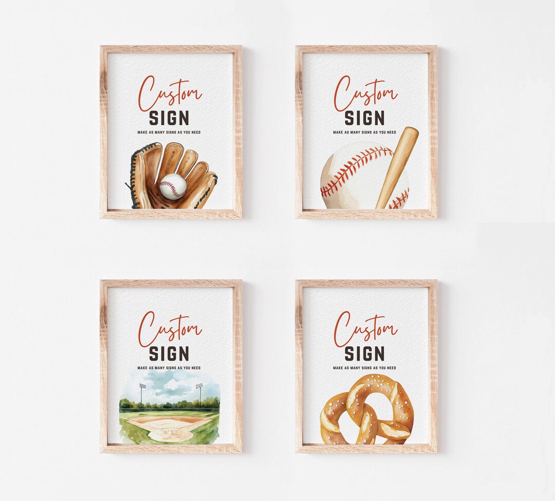 Baseball Design. Sign Template Baseball Party Signs, Editable Canva Template, Sports Wall Art (instant ...