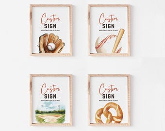 Baseball Party Signs, Editable Canva Template, Sports Wall Art (Instant Download) 152B