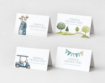 Golf Birthday Food Tent Cards, Buffet Labels, Canva Template (Instant Download) 015