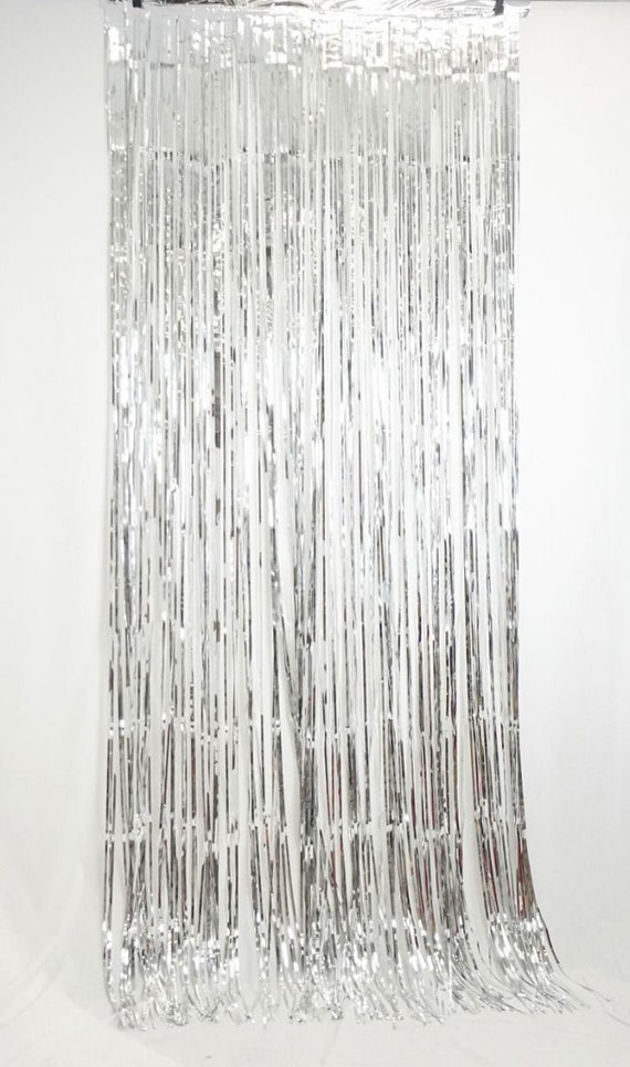 Silver Metallic Foil Curtain (1m x 2.4m) Backdrop Streamers by Party Love  Australia