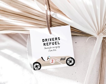 Race Car Favor Tags, Editable Canva Template, Birthday Thank You (Instant Download) 005B