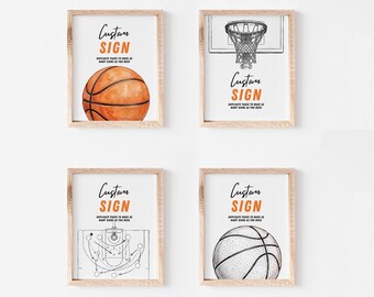 Bearbeitbare Schilder für eine Basketballparty, Canva-Vorlage, Sportdeko (Sofort-Download) 012