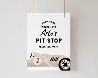Race Car Welcome Sign, Two Fast Birthday Party Poster (Digital Download) 005B
