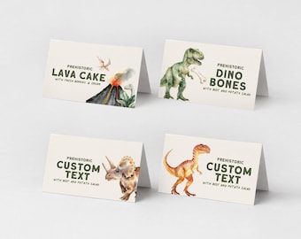 Dinosaur Tent Card Labels, Editable Buffet Cards, Dino Party Food Labels (Instant Download) 214