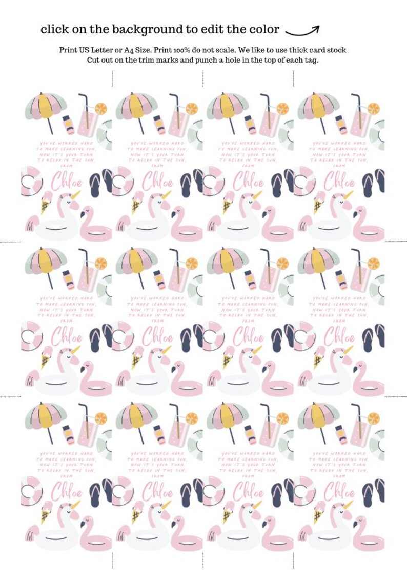 Teacher Appreciation Gift Tag Your Turn to Relax in the Sun Tag End of ...