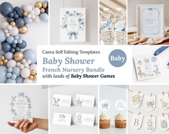 Baby Shower Bundle, Baby Shower Games, (Canva Template Instant Download) 408
