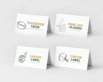 Football Food Labels, Game Day Tent Cards, Sports Party Buffet (Digital Download) 116B