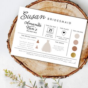 Modern Minimalist Bridesmaid Info Card Template, Bridal Party Info Card, Bridesmaid Information Card, Bridesmaid Info Sheet 139