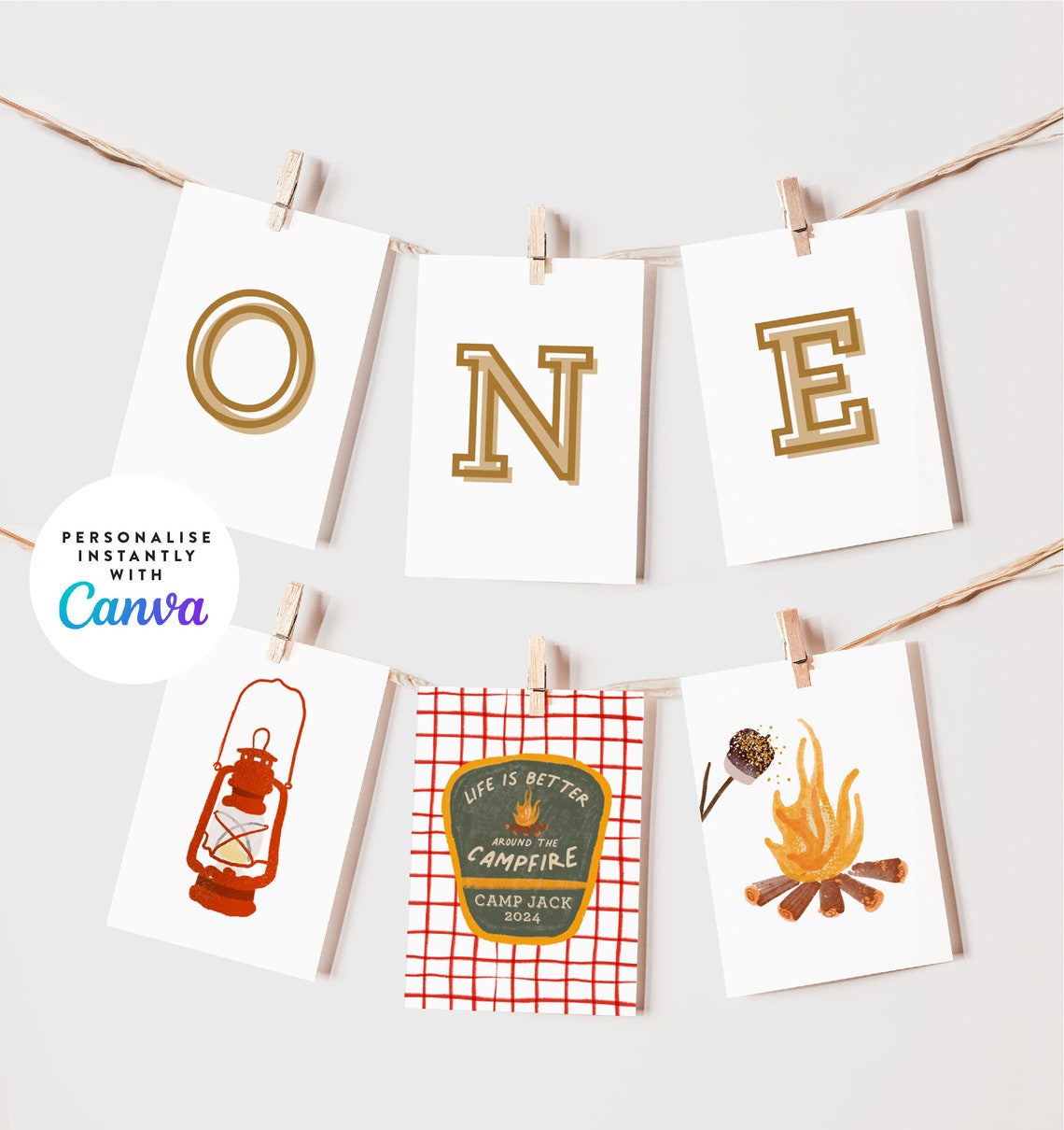 Editable Camping Signs, Glamping, Smores, Food Drink Camping Party ...