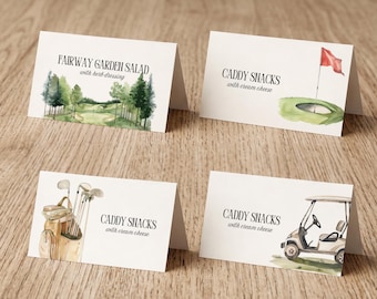 Editable Golf Birthday Food Tent Cards, Buffet Labels, Canva Template (Instant Download) 114