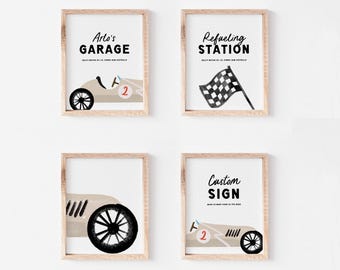 Race Car Signs, Wall Decor, Wall Art, Editable Canva Template (Instant Download) 005B