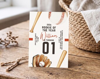 Baseball Rookie of the Year Birthday Invitation, Sports Party Invite (Digital Download) 003