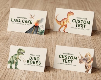 Dinosaur Tent Card Labels, Editable Buffet Cards, Dino Party Food Labels (Instant Download) 214