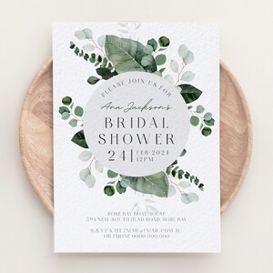 Eucalyptus Shower, Leaves Bridal shower invite, bridal shower, wedding invitation, Instant download 118