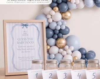 Blue Baby Shower Signs & Cards, Table Signs, Canva Template, Instant Download 408