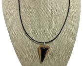 Black ARROWHEAD on solid Birch wood pendant necklace - arrowhead necklace - wood and glass pendant jewelry