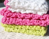 Crochet Organic Cotton Dishcloth set - washcloths - spa cloths - crochet cotton cloths