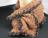 Crochet neck scarf -  brown neckwarmer scarf - Handmade keyhole scarf - Chocolate twist yarn neck cozy - neckwarmer
