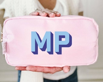 Personalized pouch makeup bag monogrammed nylon makeup bag bridesmaid gift proposal pouch custom cosmetic bag travel pouch summer travel bag
