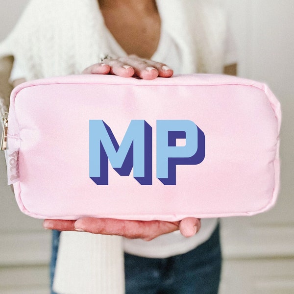 Personalized pouch makeup bag monogrammed nylon makeup bag bridesmaid gift proposal pouch custom cosmetic bag travel pouch summer travel bag