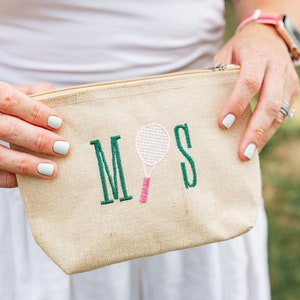 Tennis Gift Bundle for Athlete Birthday Present Racquet Pouch Monogram Design Tennis Lover Stocking Stuffer Custom Case Preppy Style Set