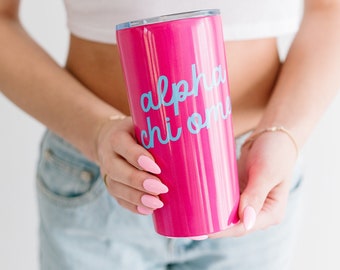 Greek custom tumbler Greek letter water bottle personalized sorority tumbler Greek life tumbler custom gift for sorority sister rush night